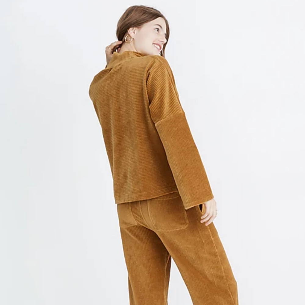 Madewell Texture & Thread Velour Corduroy Mock Neck Top - Picture 3 of 9